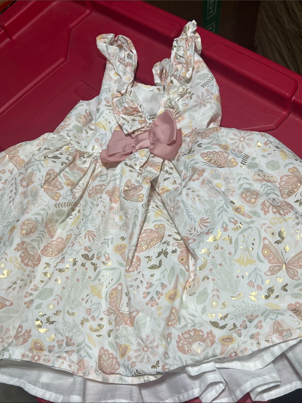 3T Girls White Floral Dress with Gold Foil Accents - Picture 2 of 2